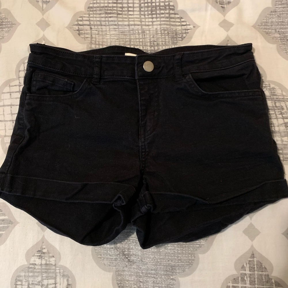 Black denim shorts